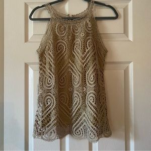 NWT Adiva Lace Overlay Halter Top